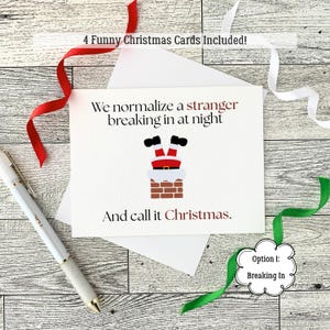 Funny Christmas Cards for Family, Sarcastic Santa Holiday Cards, Adult Humor Xmas Card Pack, Snarky Holiday Card Bundle, Greeting Card Set