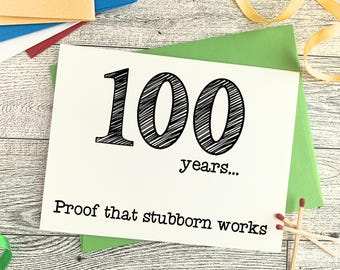100th Birthday Card, Funny Century Year Old Card, Greeting Card for Grandparents