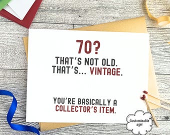 Funny 70th 80th 90th 100th Birthday Card, Sarcastic Milestone Birthday Card for Him or Her, Customizable Age Vintage Humor Greeting