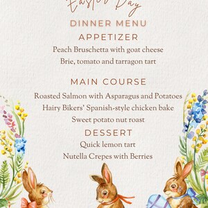 Easter Brunch Menu, Easter Menu, Easter Bunny, Flowers, Floral Menu ...