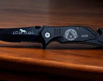 Laser Engraved Rescue Knife with Personalization