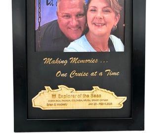 Customized photo frame mat. Engrave your ship and vacation details. Keep memories forever.