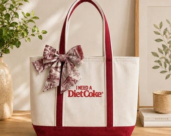 Custom I Need A Cola light geborduurde canvas draagtas, grappige striktas, herbruikbare boodschappen, liefhebbers van DietCoke