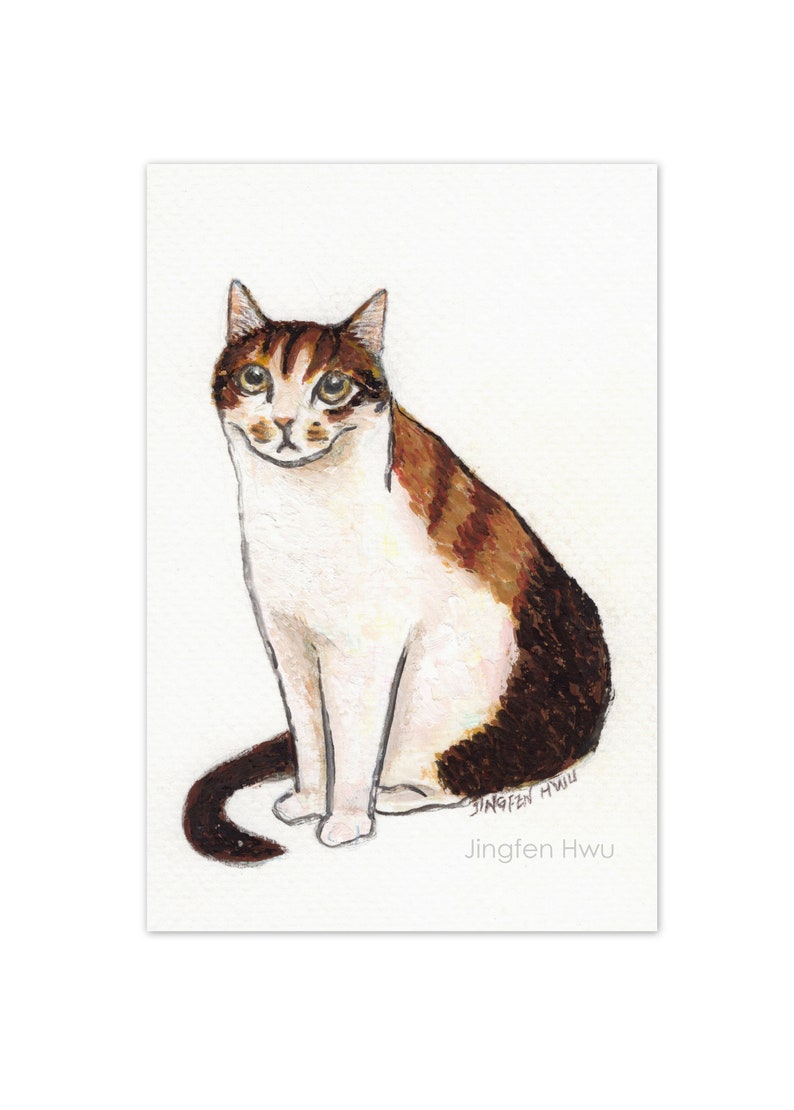 a calico cat painting acrylic pet painting animal painting 4x6 inches cute small painting cat lover gift ORIGINAL artwork