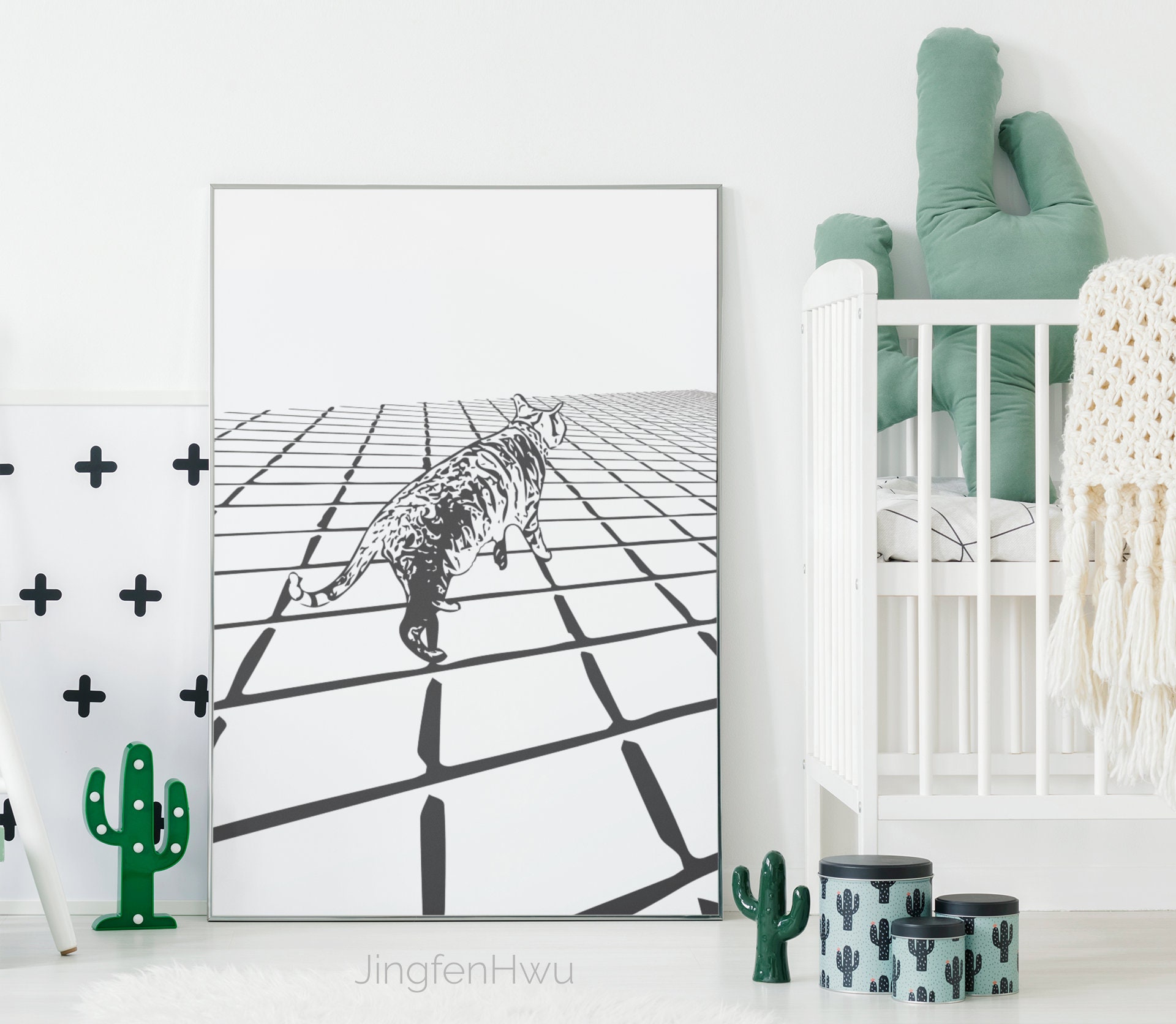 Digital Download Simple Cat Painting Wall Art Prints Minimalist Tabby ...