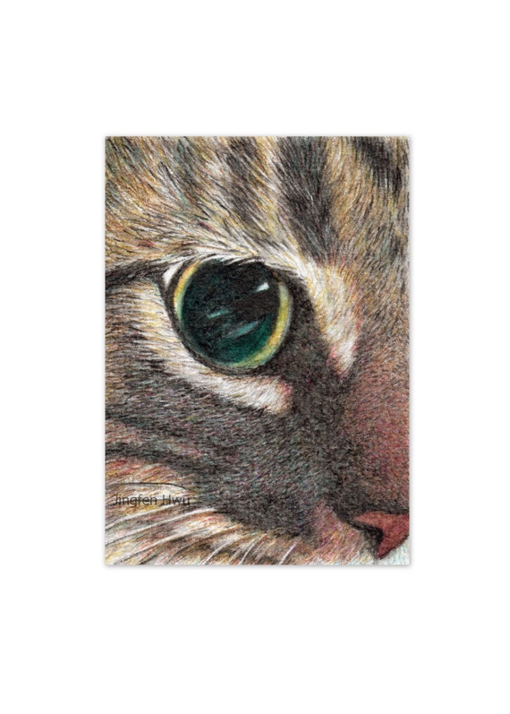 Impression Dart De Chat Impression De Dessin De Visage De Etsy