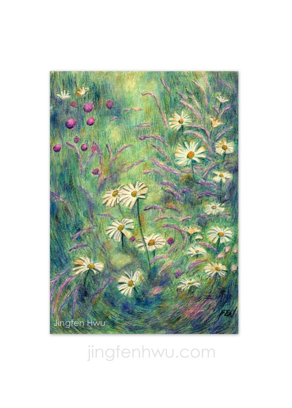 Flower Drawing Daisy Art At Flower Field Floral Etsy Flower Drawing Daisy Art At Flower Field Floral Etsy