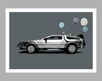 Tarjeta de felicitación de cumpleaños del coche DeLorean