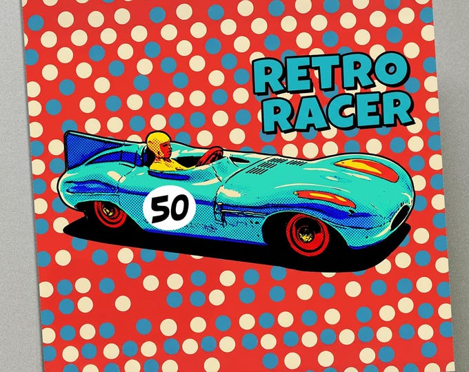 Personalised Birthday Card - Retro Racer 50