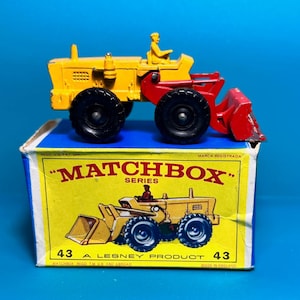 Vintage Matchbox Lesney No 43b Aveling Barford Tractor Shovel 1962 with Original Box