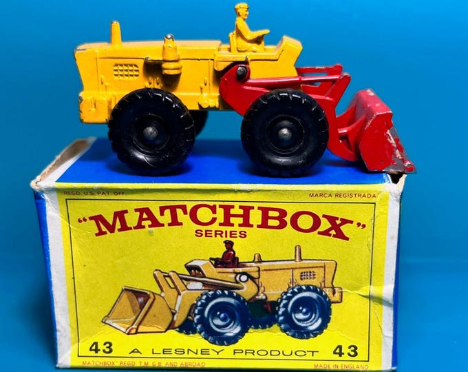 Vintage Matchbox Lesney No 43b Aveling Barford Tractor Shovel 1962 with Original Box