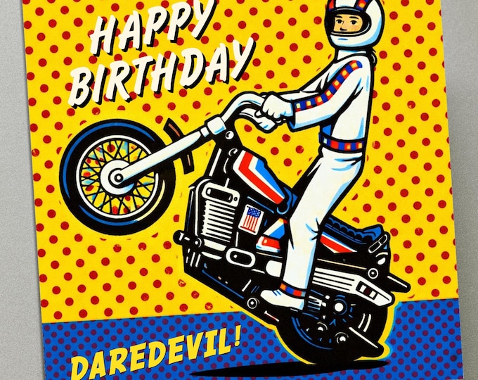 Personalised Birthday Card - Evel Knievel