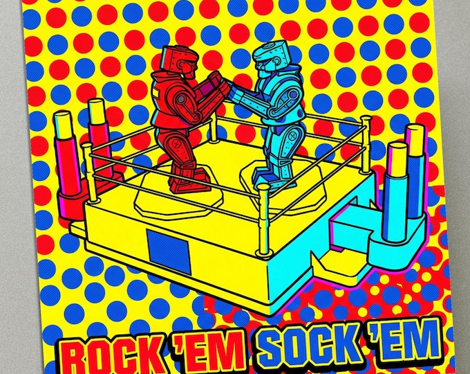 Personalised Birthday Card - 'Rock Em Sock Em' Robots