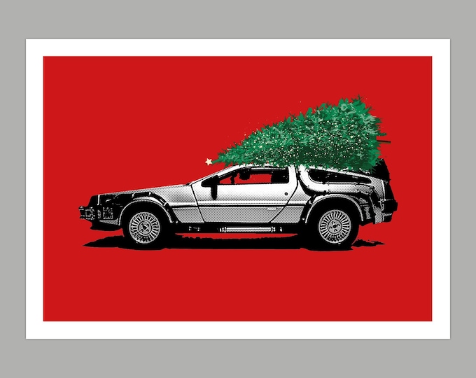 DeLorean Car Christmas Greetings Card