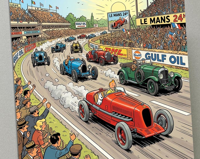 Personalised Birthday Card - TinTin in Le Mans