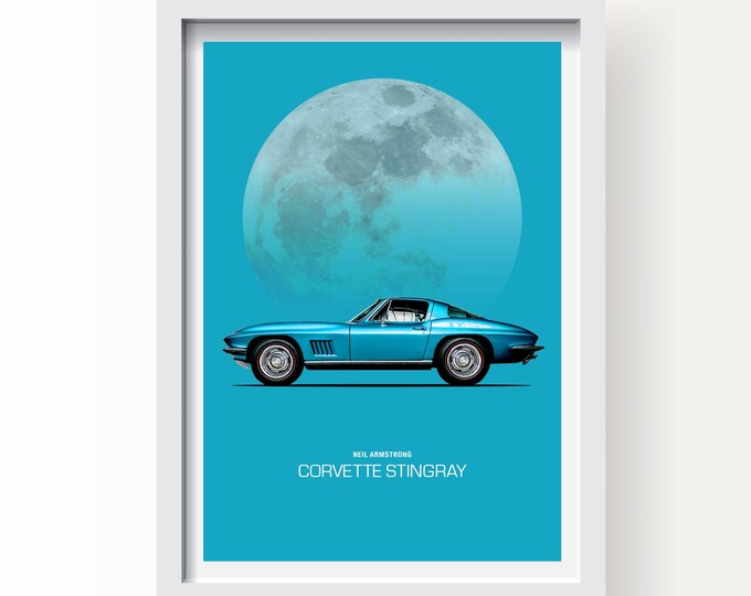 Neil Armstrong Corvette Giclée Art Print