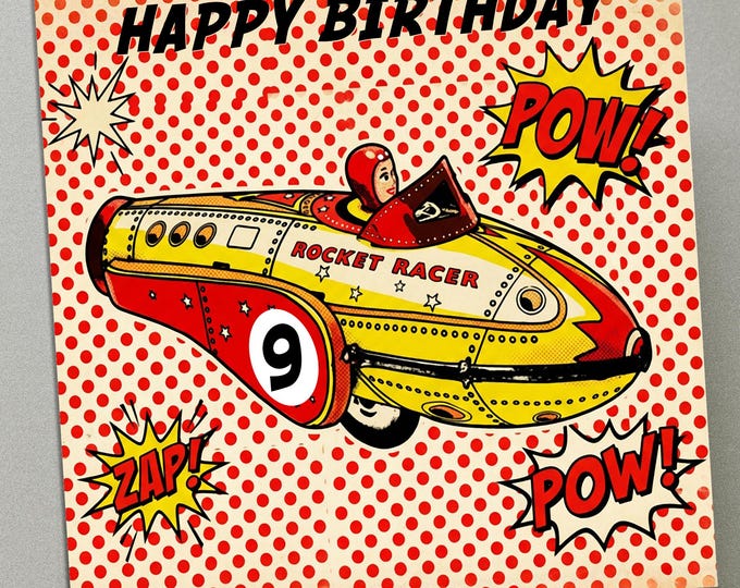 Personalised Birthday Card - Rocket Racer 10