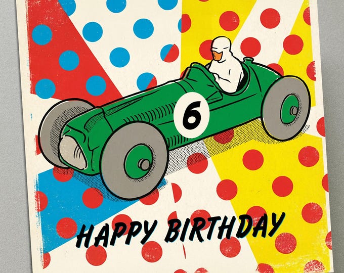 Personalised Birthday Card - Green Racer 6