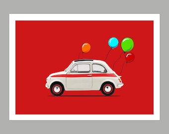 Tarjeta de felicitación de cumpleaños del Fiat 500