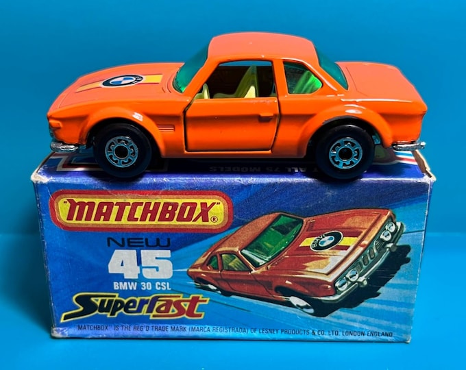 Vintage Matchbox Superfast No 45b BMW 3.0 CSL 1976 Original Box