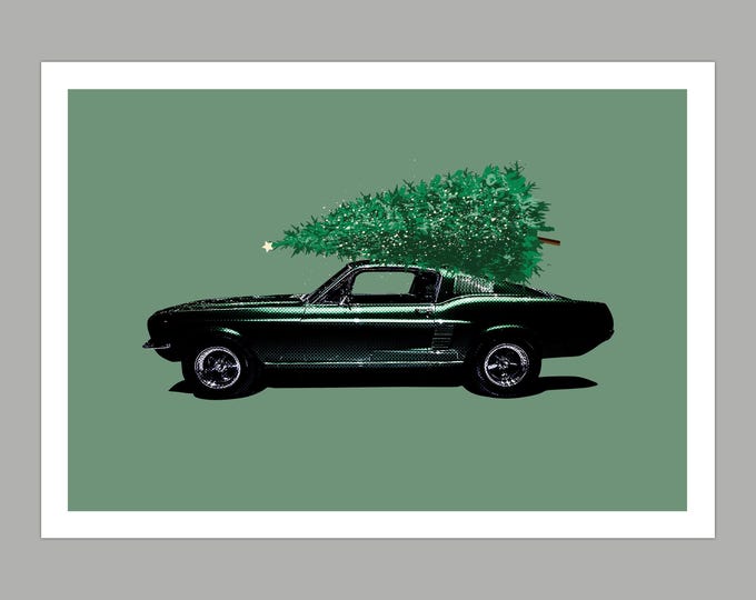 Bullitt Mustang Christmas Greetings Card