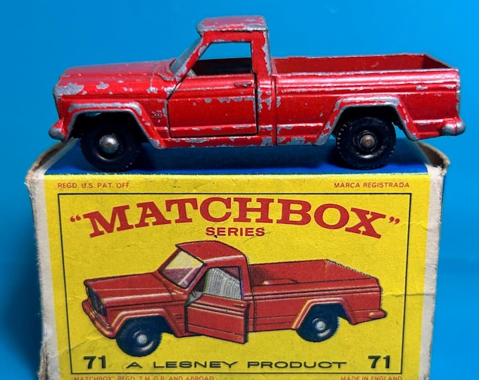 Vintage Matchbox Lesney No 71b Jeep Gladiator Pickup 1964 Original Box