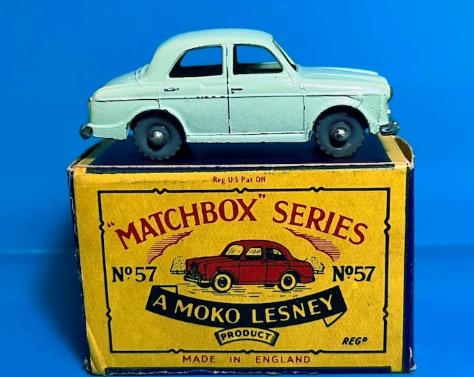 Vintage Matchbox Lesney No 57a Wolseley 1500 Pale Green 1958 Original Box