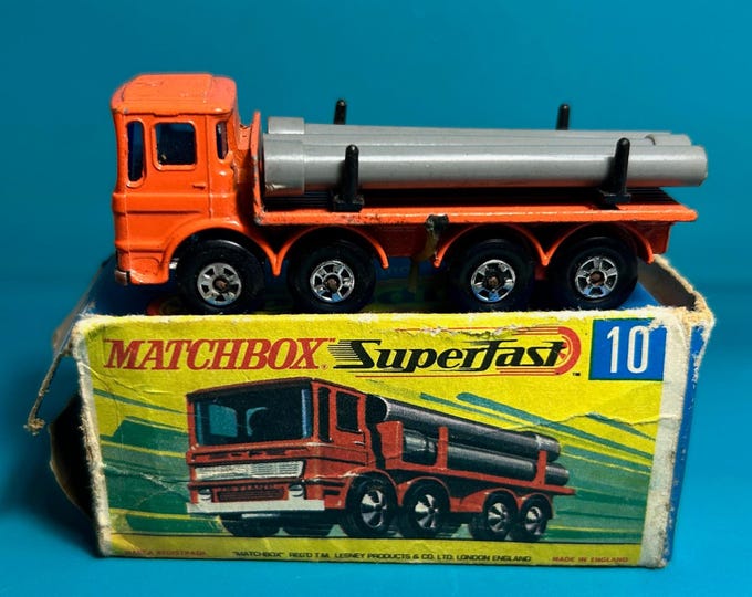 Vintage Matchbox Superfast No 10a Pipe Truck 1970 Original Box