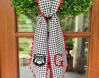 Geborduurde UGA-kranssjerp, Universiteit van Georgia, Dawgs, SEC, College Football, Bulldogs, geruite kranssjerp