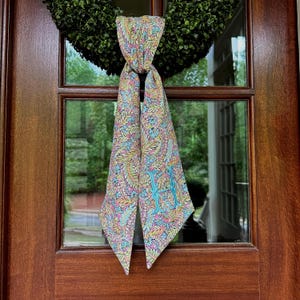 Chinoiserie Wreath Sash, Spring Wreath Sash, Embroidered, Floral Wreath Sash, Monogrammed, Flowers, Pink Wreath Sash, Elegant, Classic