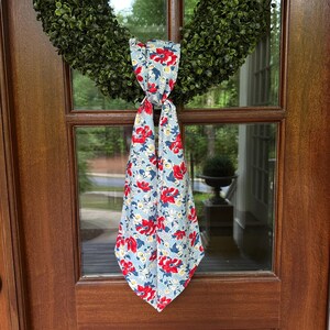 Red, White and Blue Wreath Sash, Embroidered, Monogrammed, Patriotic, Memorial Day, Fourth of July, Floral, Initial, USA, America, Bow