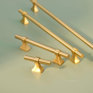 Brushed Gold Cabinet Handles | Satin Brass Cabinet Pulls | Gold Kitchen Pulls | Brass Cabinet Handles | Wardrobe Pulls | Cabinet Hardware