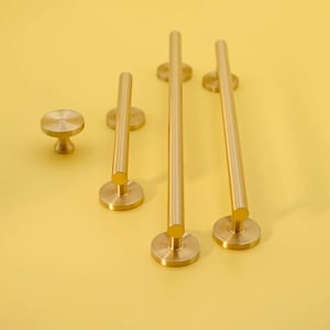 Modern Kitchen Cabinet Pulls | Brushed Brass Pulls | Gold Door Pulls | Solid Brass Pulls | Minimalist Handles | Unique Cabinet Pulls