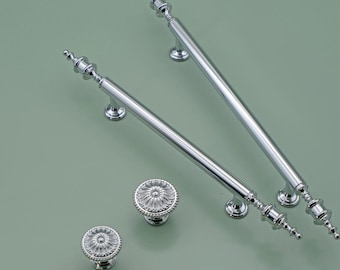 Victorian Chrome Cabinet Knobs and Pulls | Solid Brass Hardware