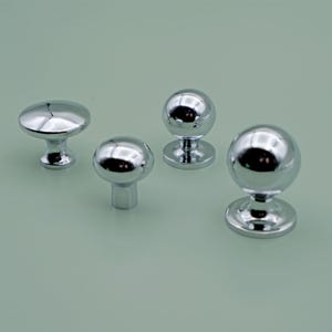 Polished Chrome Cabinet Knobs | Silver Drawer Knobs | Contemporary Dresser Knobs | Glam Cabinet Knobs | Modern Cabinet Hardware Solid Brass