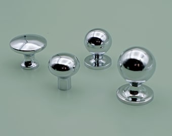 Polished Chrome Cabinet Knobs | Art Deco Solid Brass Hardware