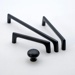 Minimalist Black Handles | Modern Cabinet Pulls | Curved Brass Handles | Kitchen Pulls | Bin Pulls | Wardrobe Door Pulls | Cabinet Hardware