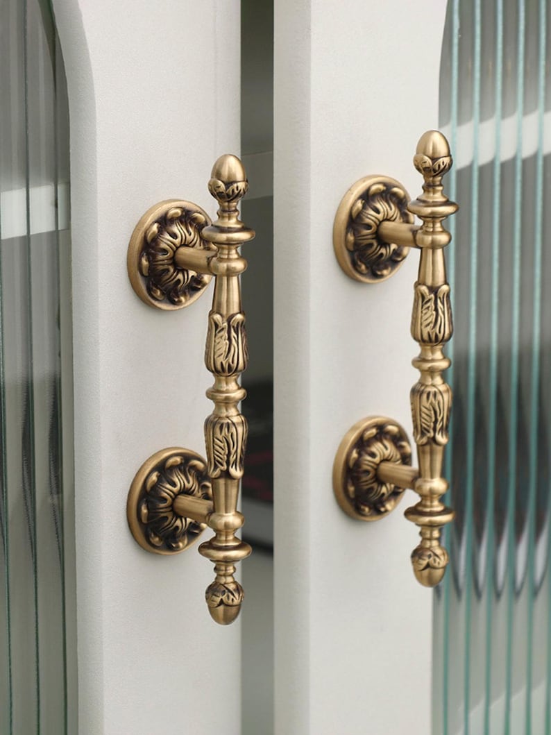 Ornate Antique Brass Cabinet Pulls, Soild Brass Dresser Knobs and Pulls ...