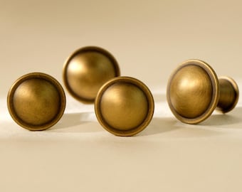Antique Brass Cabinet Knob | Rounded Dome, Vintage Style