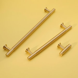 Art Deco Brass Cabinet Pulls | Brushed Brass Handles | Gold Kitchen Pulls | Unique Cabinet Pulls | Kitchen Cabinet Pulls | Cabinet Hardware