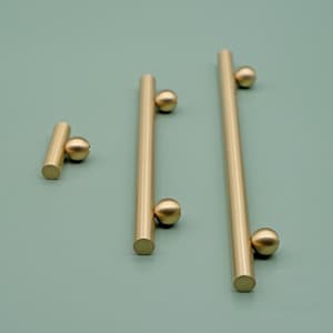 Modern Kitchen Cabinet Pulls | Brushed Brass Pulls | Gold Door Pulls | Solid Brass Pulls | Minimalist Handles | Unique Cabinet Pulls