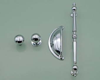Polished Chrome Brass Knobs and Pulls: Modern Cabinet Hardware