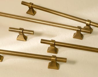 Minimalistische kastgrepen van verouderd messing: antiek messing keukengrepen