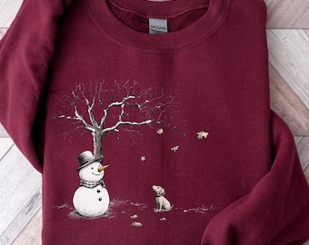 Kerstsneeuwpop en hondensweater, sneeuwpopshirt, kerstshirt, kersttrui, vakantiesweater, kerstshirt hond
