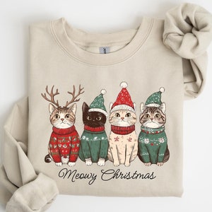 Meowy Christmas Catmas Sweatshirt, Happy Cat Year Shirt, Christmas Cat Shirt, Cat Christmas Sweatshirt, Cats Tee, Cat Lover Christmas Shirt