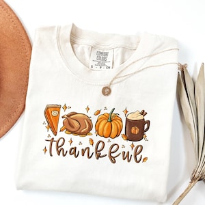 Comfort Colors® Thankful Shirt, Thanksgiving Tshirt, Cute Fall Crewneck, Fall Shirt, Religious Gift Idea, Retro Fall Season, Autumn Tees