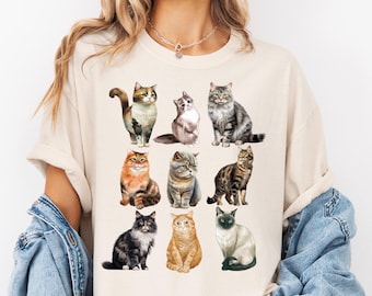Camiseta de gatos lindos Comfort Colors®, camiseta retro de gatitos, regalo para amantes de los gatos, camisetas de gatos lindos, camiseta de mamá gata, camiseta con patas de gato, camiseta de mamá gata