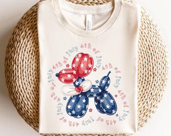 Maglietta per cani con palloncino del 4 luglio, maglietta divertente del 4 luglio, maglietta carina per cani del 4 luglio, maglietta per cani, regalo patriottico, maglietta con bandiera USA, maglietta patriottica