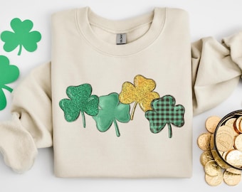 Sweat-shirt Saint-Patrick, sweat trèfle irlandais, sweat-shirt Saint-Patrick pour femme, sweat à capuche Saint-Patrick, décoration de pull Saint-Patrick