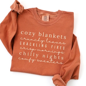 Camiseta acogedora de otoño Comfort Colors®, sudadera acogedora de temporada, suéter bonito de otoño, camisetas de otoño, suéter de cuello redondo, sudadera de otoño, suéter con estampado